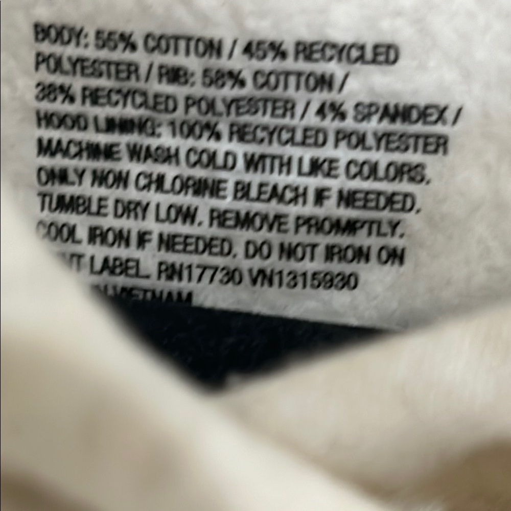 Zip Front Pocket Cream Pullover Hoodie with Long Sleeves and Relaxed Fit - Picture 6 of 6